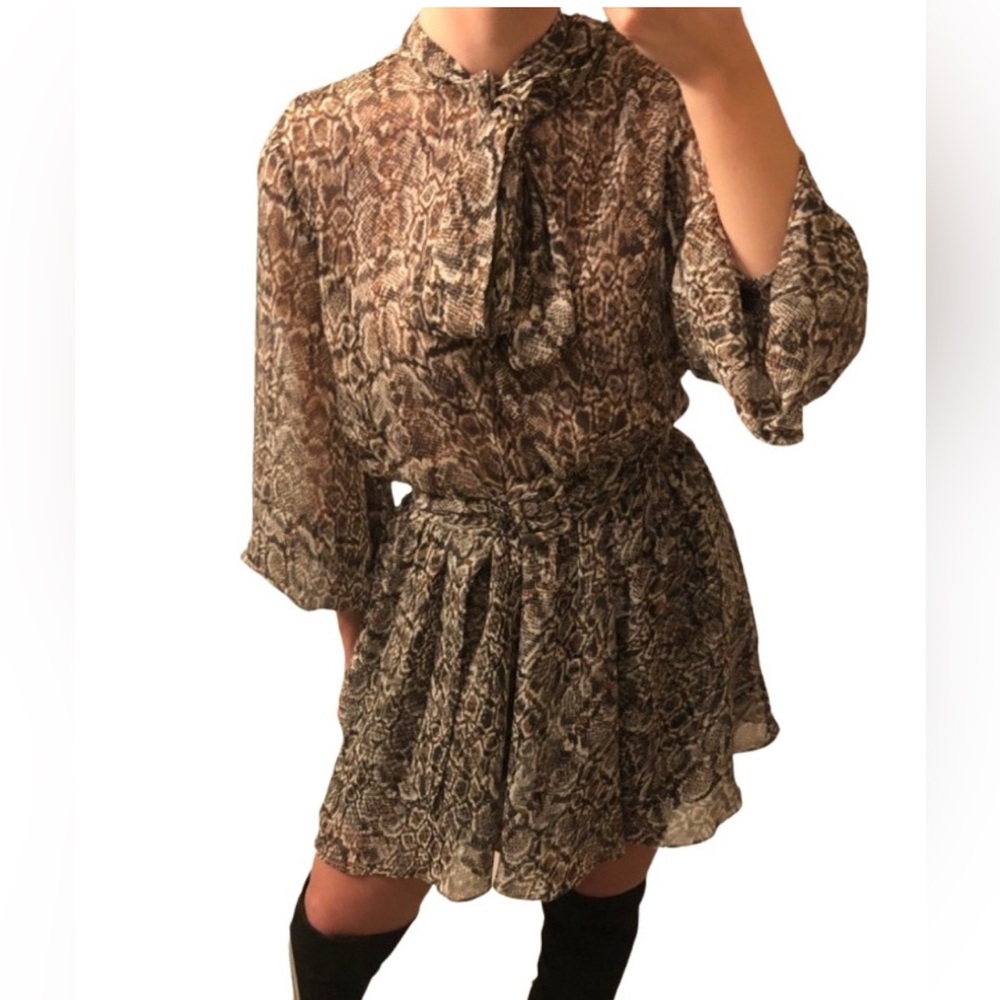 Snake Print Belted Mini Dress | Zara